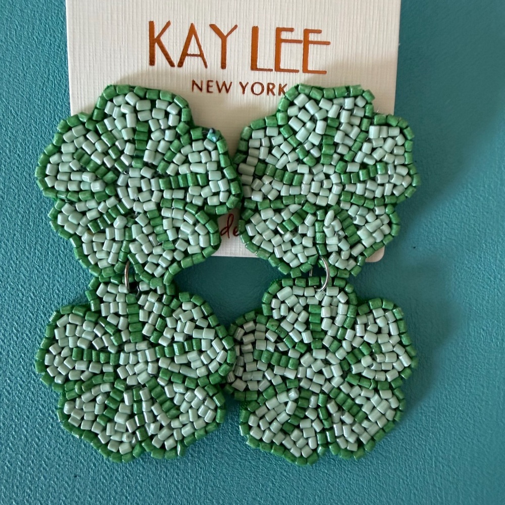 Kay Lee Green Beaded Earrings